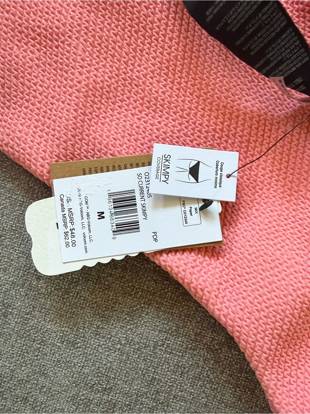 Volcom Pink Textured Bikini Set - Picture 2 of 5